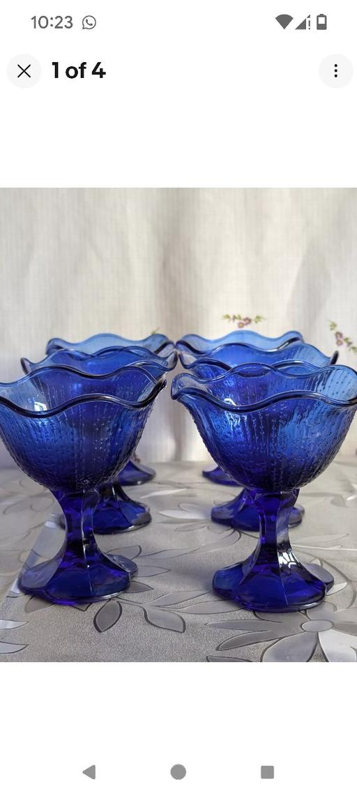 Buy & Sell Kent Maidstone - Photos for Retro Cobalt Blue Glass Dessert Bowls Set