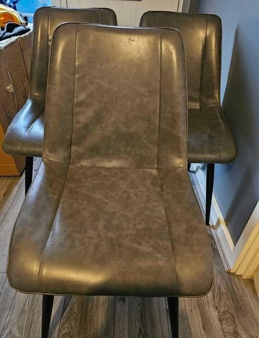 Buy & Sell West Midlands Coventry - Photos for 3 leather dinner grey chairs