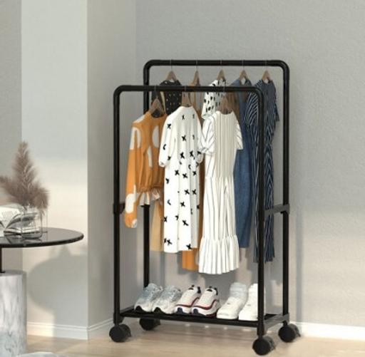 Buy & Sell Central London - Photos for Double Rod Metal Clothes Rack on Wheels