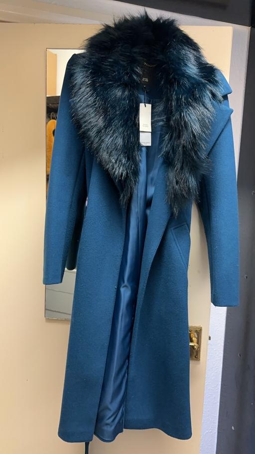 Buy & Sell West Midlands Birmingham - Photos for Teal faux fur trim belted robe coat