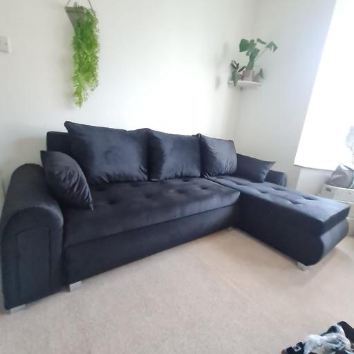 Buy & Sell Brent East Lane Business Park - Brent - Photos for Velvet Material Black Berlin Sofa Bed
