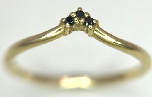 Buy & Sell Central London Cannon Street Station - Central London - Photos for 14ct gold black diamond trilogy wishbone ring