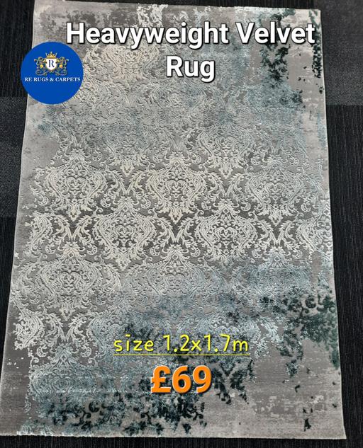 Buy & Sell Hertfordshire Broxbourne - Photos for Luxury velvet embossed rug 1.2x1.7m grey/teal