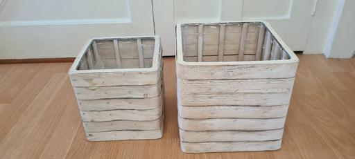 Buy & Sell South East London Croydon - Photos for Pair of Natural Wooden Planters