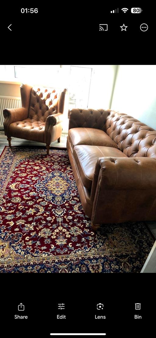 Buy & Sell East London Cambridge Heath - East London - Photos for Real Leather 1 Armchair & 3 seater sofa