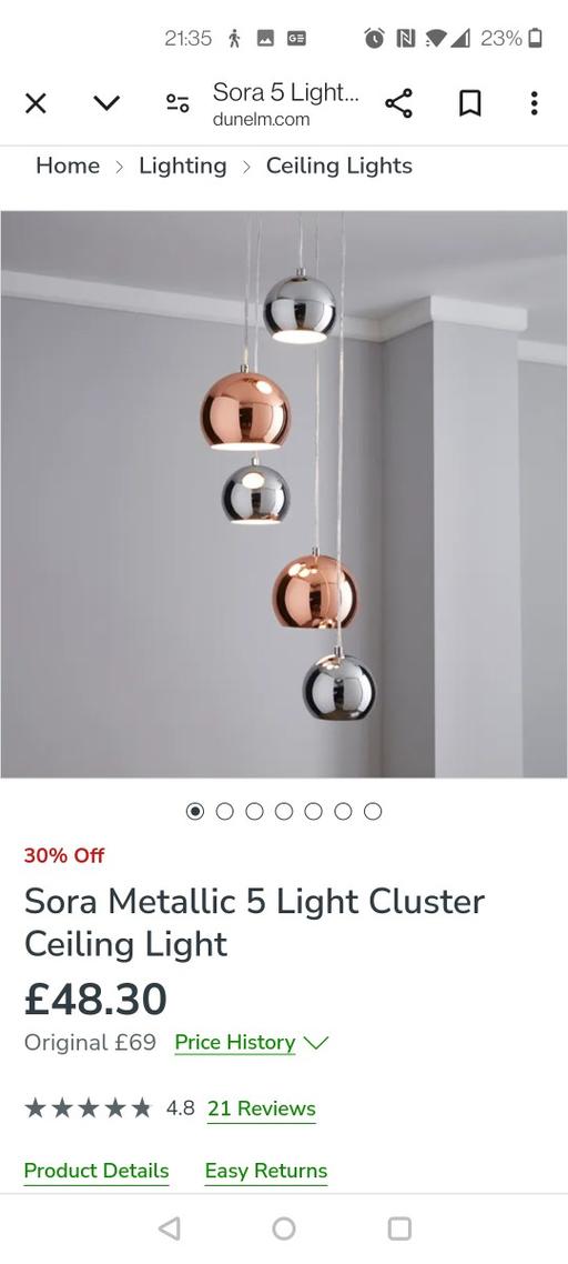 Buy & Sell North Northamptonshire Kettering - North Northamptonshire - Photos for Sora light fitting from Dunelm,new.