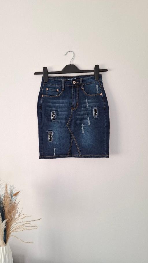 Buy & Sell Swansea - Wales Blaenymaes - Swansea - Photos for Distressed gem Embellished denim skirt size S