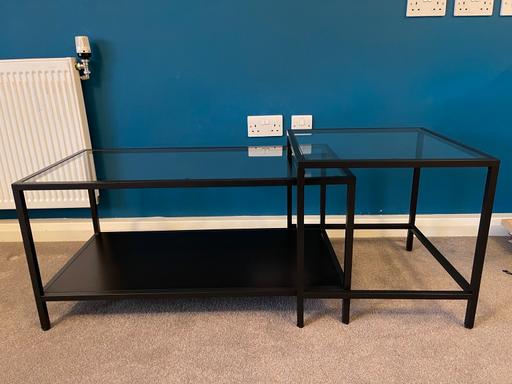 Buy & Sell South East London New Cross - South East London - Photos for Seaford Black Metal Coffee Table with Glass