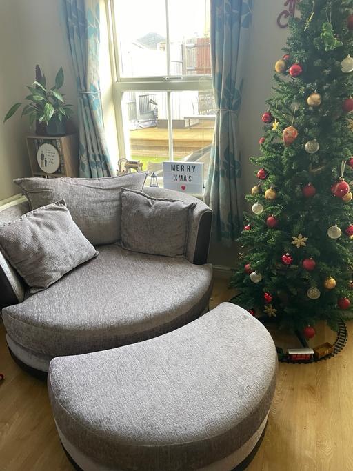 Buy & Sell Kent Medway - Kent - Photos for Grey - Brown Swivel Armchair with Footstool