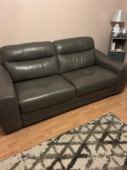 Buy & Sell Shropshire Telford and Wrekin - Photos for Leather dolphin grey sofa