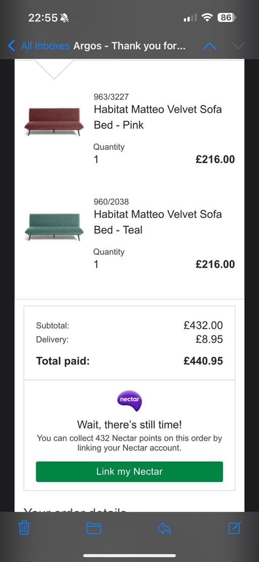 Buy & Sell Greater Manchester Manchester - Photos for 2 x Habitat Matteo Velvet Sofa Bed