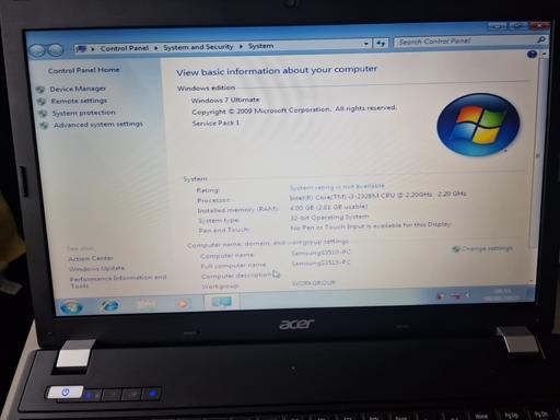 Buy & Sell Kent Medway - Kent - Photos for ACER TRAVELMATE 5760 CORE I3 2.2GHZ 4GB 500GB