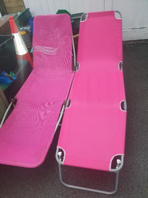 Buy & Sell West Midlands Dudley - Photos for 2 Fold Up Pink Loungers, Decent Condition,