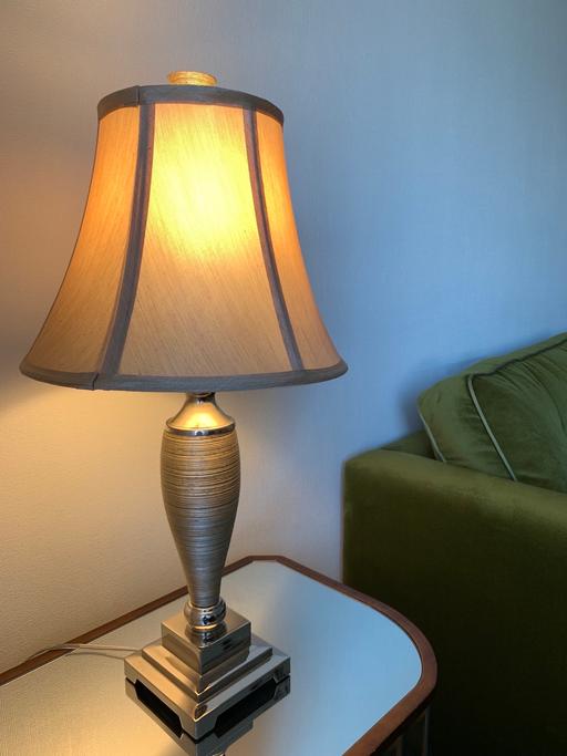 Buy & Sell Merseyside Knowsley - Photos for Silver Table Lamp with Mink Shade