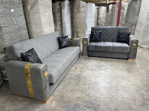 Buy & Sell East London Commercial Road - East London - Photos for brand new turkish gray and gold 3 seater sofa