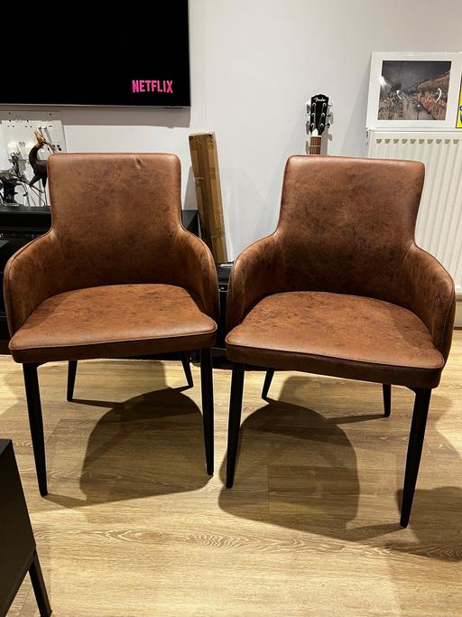 Buy & Sell South East London Elephant and Castle - South East London - Photos for Faux leather upholstered chair Brown set of 2