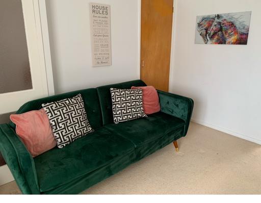 Buy & Sell West Midlands Birmingham - Photos for Green velvet sofa bed settee three seater