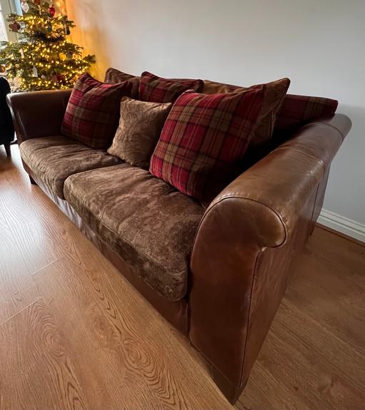 Buy & Sell Shropshire Telford and Wrekin - Photos for Brown Leather/Tartan Sofa