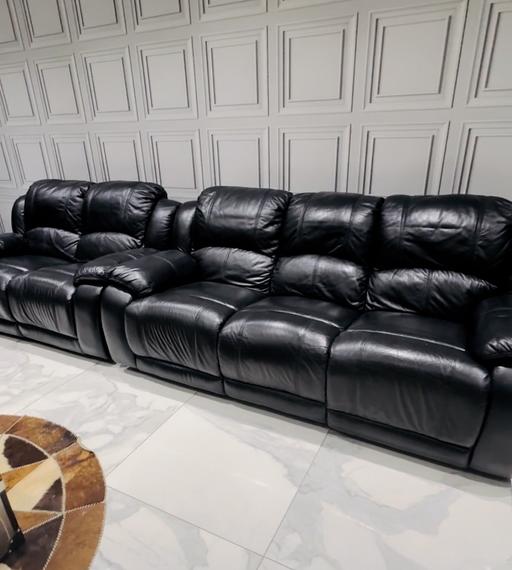 Buy & Sell South East London Croydon - Photos for 3+2 black leather Harvey sofa manual recliner