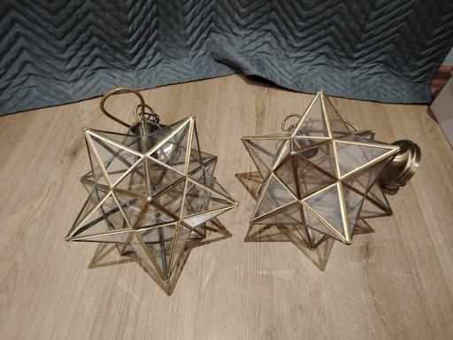 Buy & Sell Staffordshire Stoke-on-Trent - Photos for 2x Star Pendant Light Lamps metal frame Glass