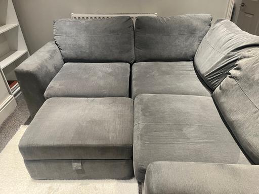 Buy & Sell Greater Manchester Stockport - Photos for Grey corner sofa with storage foot stool