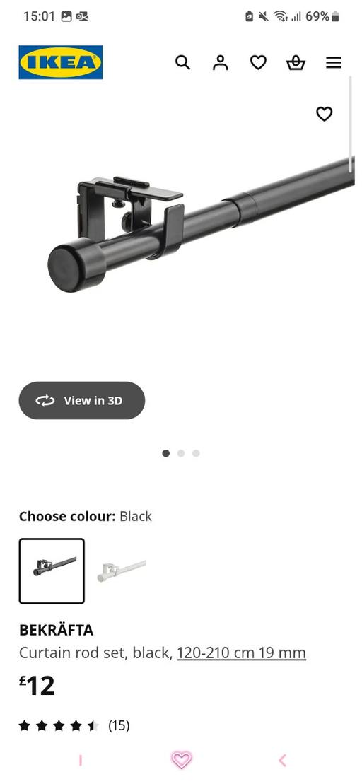 Buy & Sell Leicestershire Harborough - Photos for new boxed ikea black curtain rail adjustable