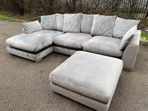 Buy & Sell South East London Plumstead - South East London - Photos for Grey large left hand velvet chaise sofa 🛋️