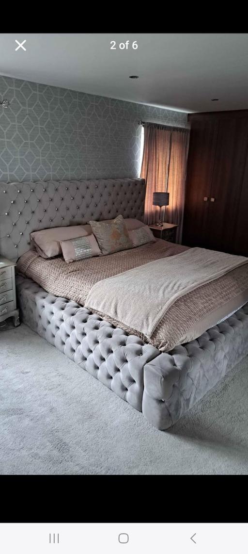 Buy & Sell Lancashire Ribble Valley - Photos for superking bed in grey plush velvet