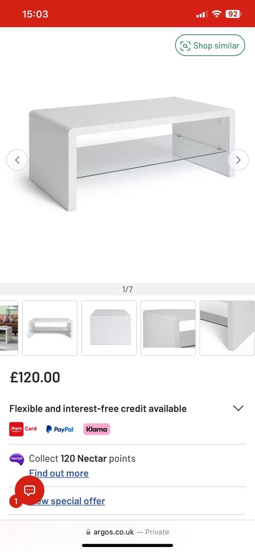 Buy & Sell Shropshire Kilsall - Shropshire - Photos for 1 Shelf Coffee Table - White Gloss