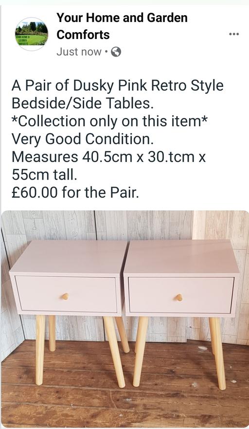 Buy & Sell Leicestershire Leicester - Photos for A Pair of Dusky Pink Retro Style Nightstands.