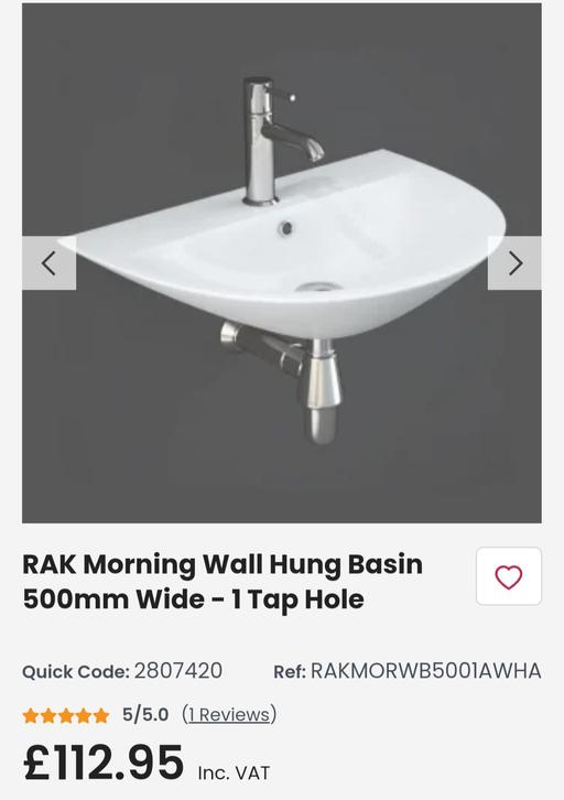 Buy & Sell East London Forest Gate - East London - Photos for Rak Morning wall hung basin