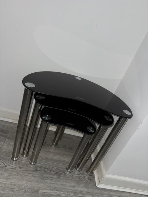 Buy & Sell West Midlands Birmingham - Photos for Three Black Glass Tables with Chrome Legs