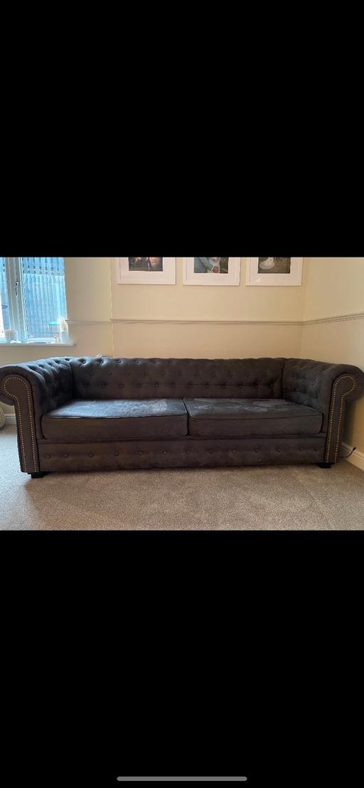 Buy & Sell South Yorkshire Barnsley - Photos for Pair 3 seater suade, grey chesterfield sofa