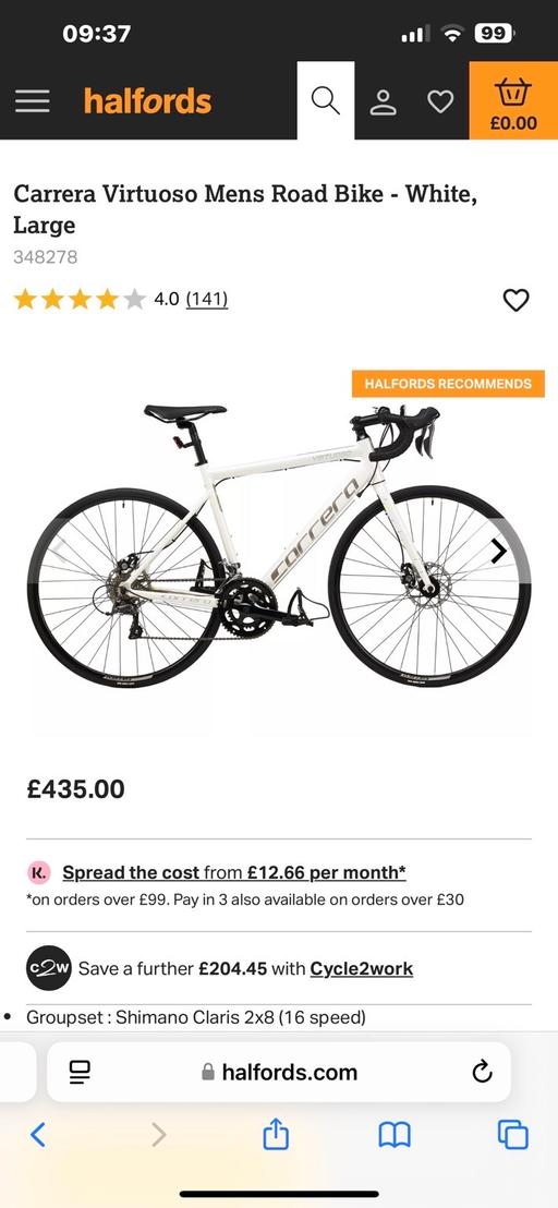 Buy & Sell Vale of Glamorgan - Wales Penarth - Vale of Glamorgan - Photos for Carrara Viruoso White Road Bike (L)