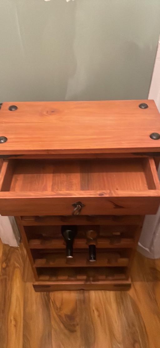 Buy & Sell Denbighshire - Wales Prestatyn - LL19 - Photos for Pine wine holder with drawer and glass holder