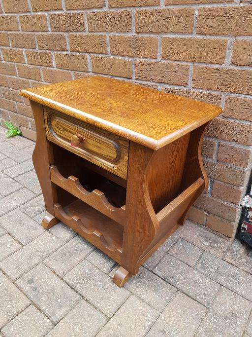 Buy & Sell West Midlands Birmingham - Photos for Solid oak side table wine magazine rack