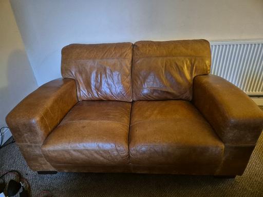 Buy & Sell Greater Manchester Bury - Photos for Light brown 2 seater leather Sofa - Free!