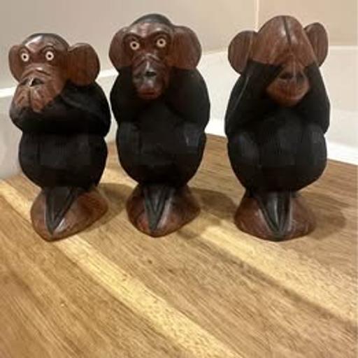 Buy & Sell Nottinghamshire Ashfield - Photos for Hear No See No Speak No Evil Hard Wood Chimps