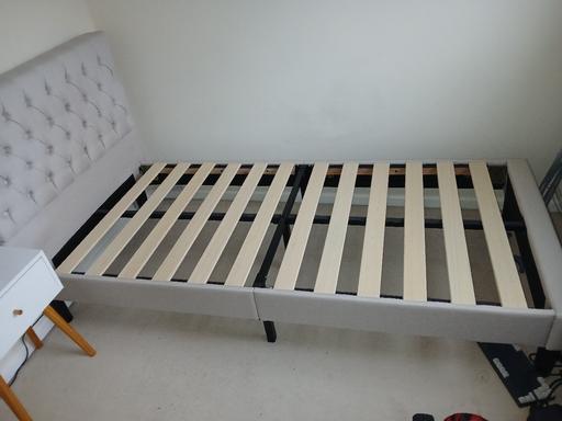 Buy & Sell Greater Manchester Manchester - Photos for Single bed frame fabric beige headboard