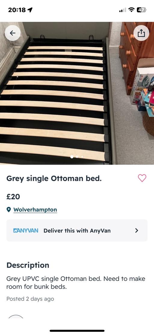 Buy & Sell West Midlands Birmingham - Photos for Single grey Ottoman bed