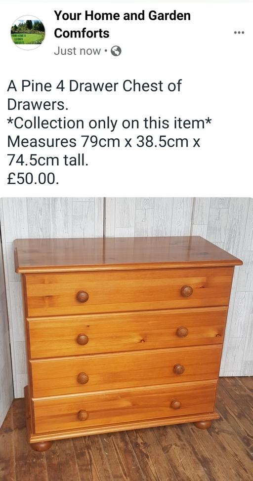 Buy & Sell Leicestershire Leicester - Photos for A Pine 4 Drawer Chest of Drawers.