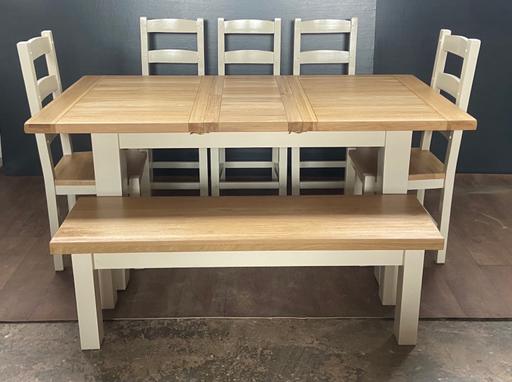 Buy & Sell Denbighshire - Wales Prestatyn - Denbighshire - Photos for oak dining table with 5 chairs and bench