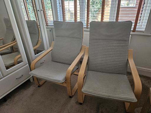 Buy & Sell North London Enfield - Photos for Ikea Poang Armchairs, oak veneer & beige