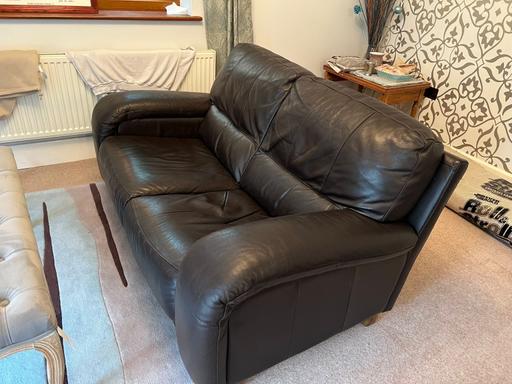 Buy & Sell Warwickshire Nuneaton and Bedworth - Photos for Brown leather 2 seater sofa - 2 available