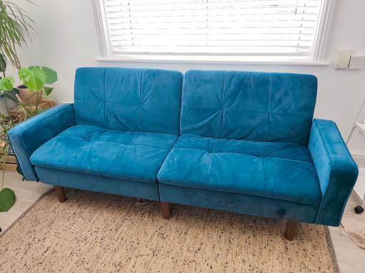 Buy & Sell Oxfordshire Oxford - Photos for 2 Seater Sofa bed turquise with small storage