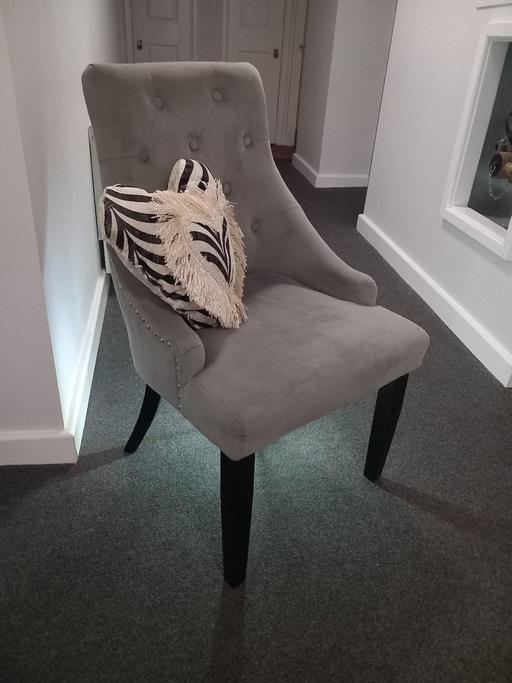 Buy & Sell West Midlands Birmingham - Photos for Grey Plush Studded Feature Chair & Cushion