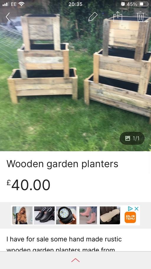 Buy & Sell Surrey Epsom and Ewell - Photos for Rustic wooden planters