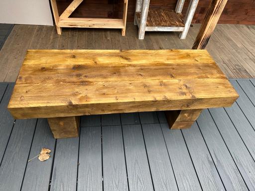 Buy & Sell Nottinghamshire Nottingham - Photos for Chunky Oak stained Sleeper Coffee Table