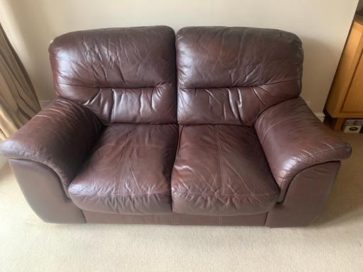 Buy & Sell West Midlands Birmingham - Photos for Brown leather two seater settee