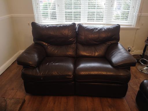 Buy & Sell West Midlands Sandwell - Photos for Leather Sofa, 2 Seater Reclining, Dark Brown